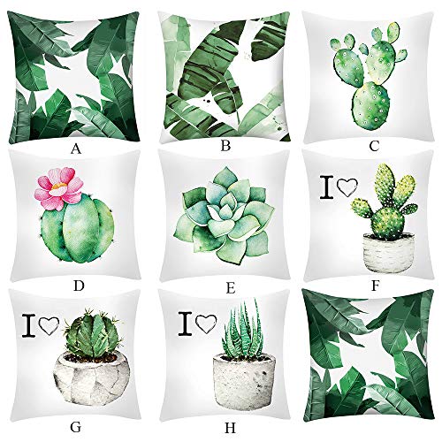 ❤Ywoow❤ Pillow, Cactus Banana Leaf Print Pillow Case Polyester Sofa Car Cushion Cover Home Decor - Thumbnail 3