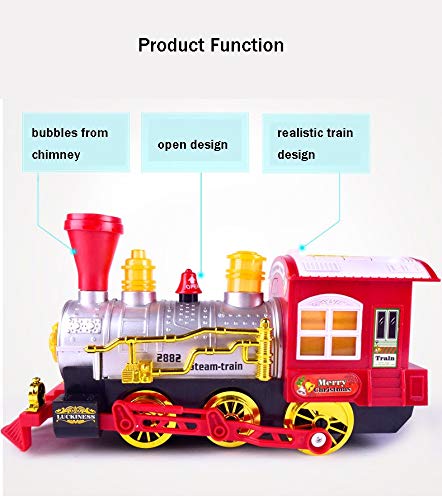 O.B Toys&Gift Bubble Blowing Steam Locomotive Engine Car Bump'n'Go Action Train Toy Battery Operated w/ Colorful Lights & Fun Sounds , Kids Bubble Train