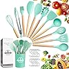 LKKCHER-Kitchen-Utensil-Set-12-Piece-Silicone-Kitchen-Gadget-for-Cooking-Baking-BBQ-Non-Stick-Non-Scratch-Cookware-Set-with-Wooden-Handle-Heat-Resistant-Silicon-Tongs-Spatula-Tool-Set-with LKKCHER 22PCs Silicone Kitchen Utensils Set with Holder, Heat Resistant Cooking Utensils Set, Silicone Utensil Set with…