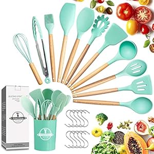 LKKCHER 22PCs Silicone Kitchen Utensils Set with Holder, Heat Resistant Cooking Utensils Set, Silicone Utensil Set with…