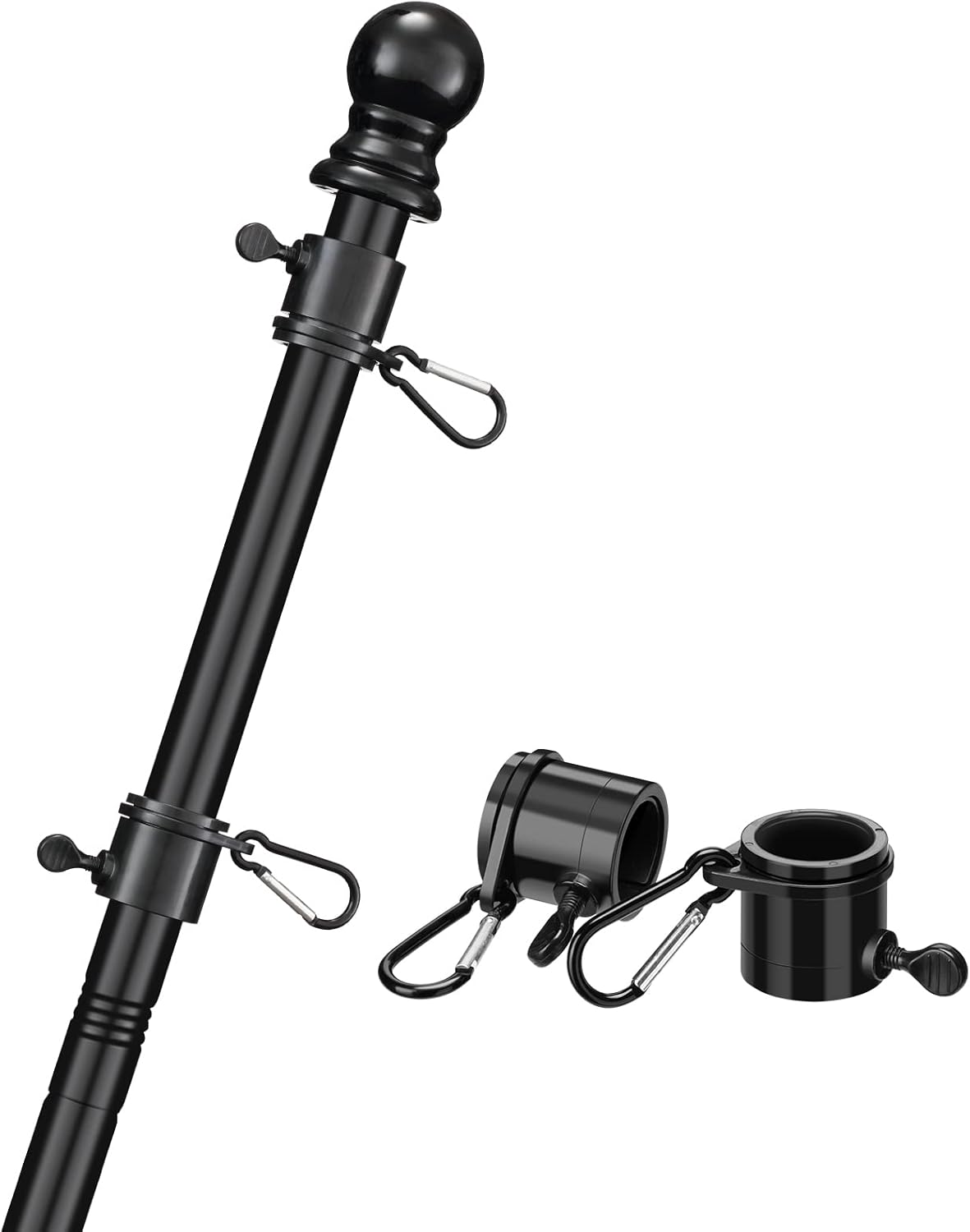 Flagpole Hardware - COCONUT Flag Pole for House, 5FT Black Stainless Steel Wall Mount Flagpole Suitable for 3x5 American Flags, Perfect for Yard Truck Porch Boat (Flag Pole Only)