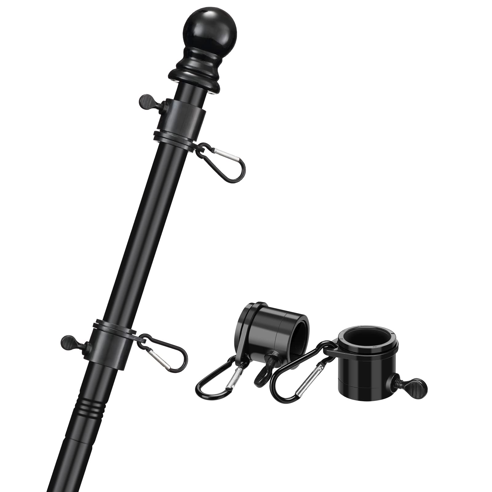 Photo 1 of COCONUT Flag Pole for House, 5FT Black Stainless Steel Wall Mount Flagpole Suitable for 3x5 American Flags, Perfect for Yard Truck Porch Boat (Flag Pole Only)