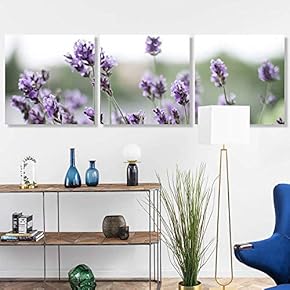 3 Panel Canvas Wall Art Romantic Lavender Pictures Home Wall Decorations for Bedroom Living Room Paintings Canvas Prints Framed - 12"x12"x3 Panels