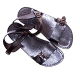 Unisex Adults/Children Genuine Leather Biblical Sandals / Flip flops (Jesus - Yashua) Jerusalem Black Style - Holy Land Market Camel Trademark