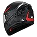TRIANGLE Full Face Dual Visor Matte Black Street Bike Motorcycle Helmet (Medium, Matte Red)
