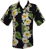 Hawaiian Shirt 10 Mens Hibiscus Floral Print Beach Camp Party Aloha Black XL
