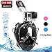 Full Face Snorkel Mask,Snorkeling Mask,180°Panoramic View,Free Breathing Anti-Fog Anti-Leak Full Face Snorkeling Mask with Go-pro Mount,Against CO₂ Build-Up,One Size for Kids and Adults (All Black)