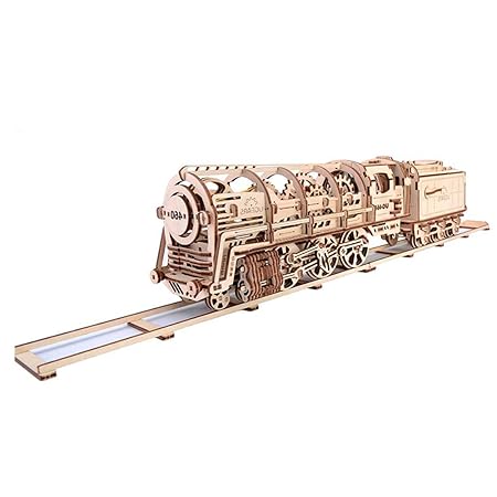 VBFFS DIY Holz Zug Mechanische Übertragung Modell 3-D Holzpuzzle - Mechanische Dampflok Zug Motor (433 Stück Kleine Stücke)