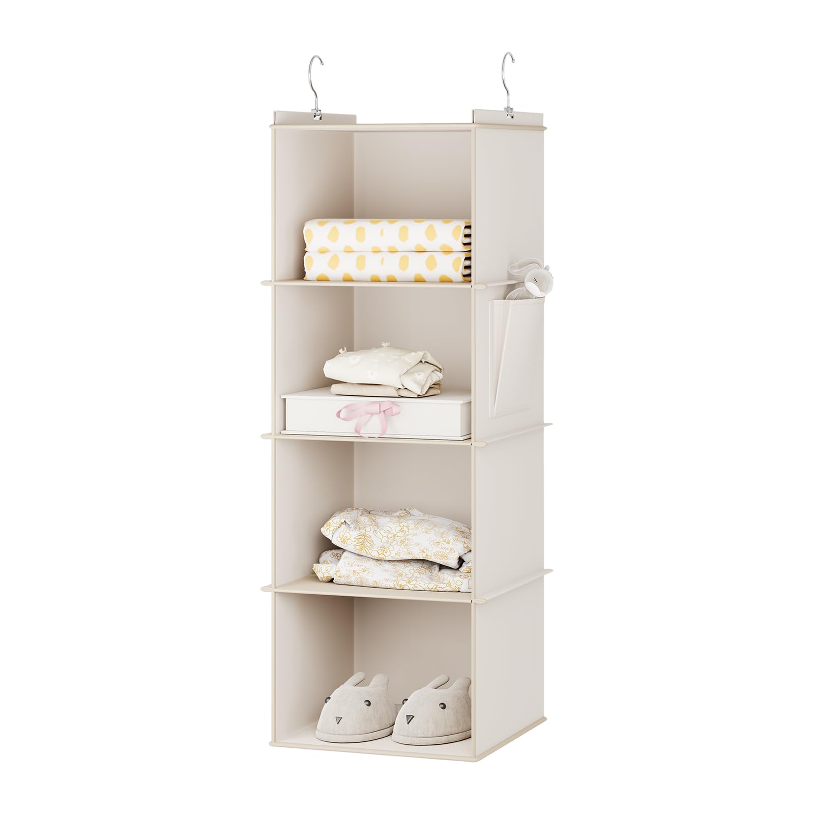 Photo 1 of YOUDENOVA Hanging Closet Organizer, 4-Shelf Closet Hanging Storage Shelves, Beige