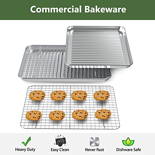 ROTTAY Baking Sheet, Half Sheet Pan with Cooling Rack Set [2 Pans + 2