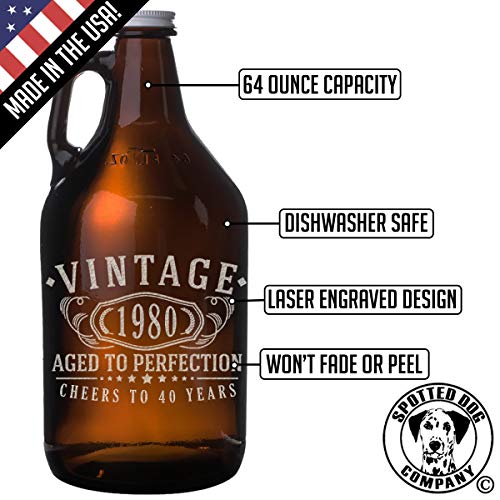 1 Vintage+Etched+Amber+Glass+Growler