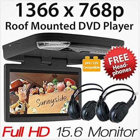 Tunez 15 6 Hd Car Dvd Player Roof Mounted Flip Down Amazon Co Uk
