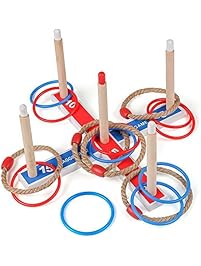 Maggift Ring Toss Game for Kids with 5 Rope Rings, 10 Plastic Rings, Carrying Bag Quoits Game for Kids Adults Indoor or Outdoor Game