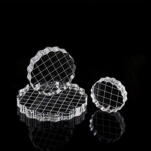 DECORA 3 Pieces Thicken Clear Acrylic Stamping Blocks Set with Grid and Grip