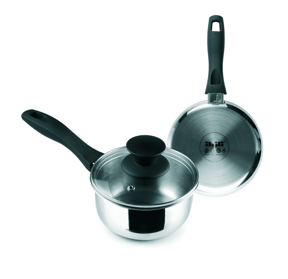 Ibili Saucepan with Glass Lid Induktion, Stainless Steel, Metallic, 16 x 32 x 14 cm