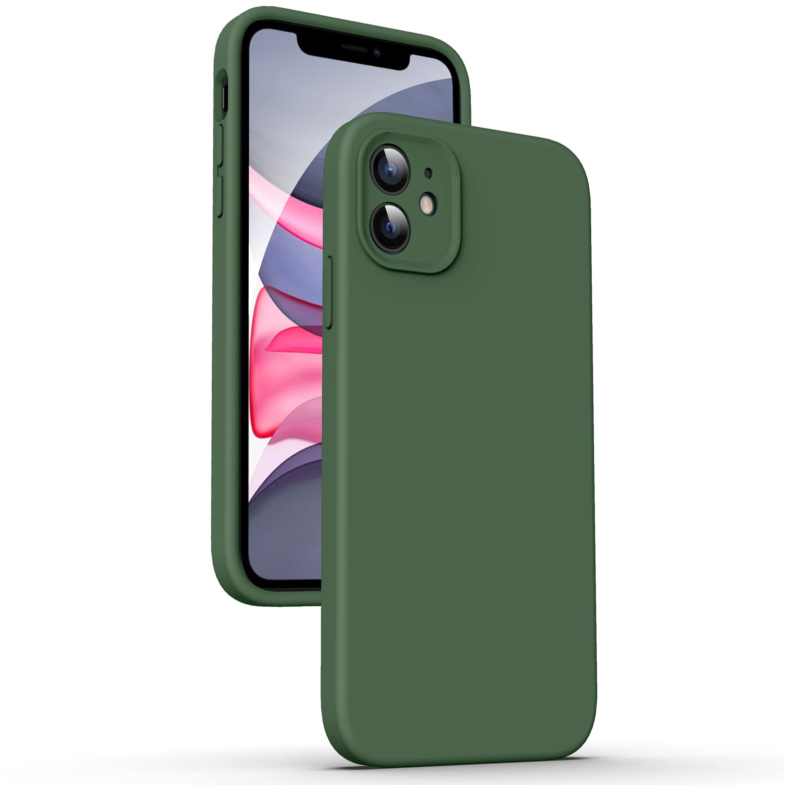 Supdeal Liquid Silicone Case for iPhone 11, [Flat Edge Design] [Camera Protection] [Anti Fingerprint] 4 Layers Protect Scratch Proof Anti Drop Microfiber Phone Cover, 6.1", Green