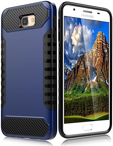 Galaxy J7 Prime G610 Case, Galaxy On7 2016 Case, Galaxy On Nxt Case AMENQ [Shock Absorption] Dual Layer Hybrid Armor Protective Case Cover [Navy Blue / Black] for Samsung Galaxy J7 Prime 2016