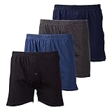 Mens ULTRA Cotton Color Comfort Knitted Relaxed Boxer Shorts Underwear (4 Pack) (X-Large, Black / Grey / Blue C)