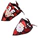 PAWCHIE 2 PCS Christmas Dog Bandanas with Handmade Applique (Santa Claus & Elk), Washable Plaid Triangle Bibs Scarfs for Puppy