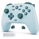 Wireless Switch Controller for Switch/Switch 2/Lite/OLED/PC Controller with 2.4G Adapter, Lake Blue Switch Controller with Hall Joysticks &amp; Hall Triggers, Switch Pro Controller with Wake-up, 2 Back Programmable Buttons, Turbo Function