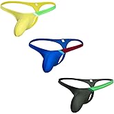COMLIFE Men's Sexy Low Waist Semi-transparent Ice Silk Panties Fashion Colorblocking Thongs