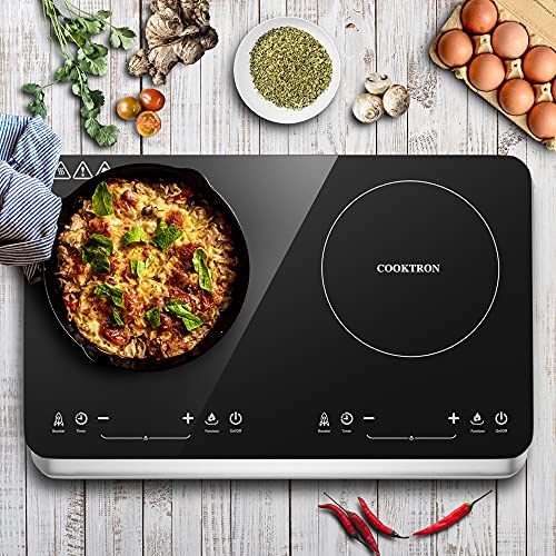 COOKTRON Double Induction Cooktop Burner Portable with Fast WarmUp