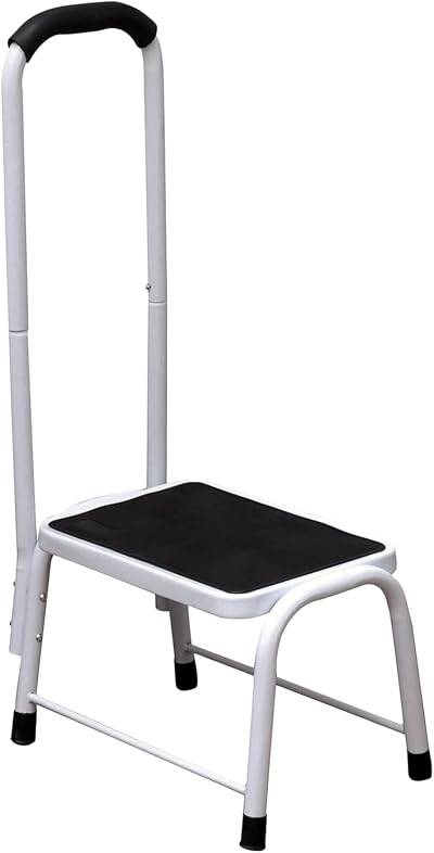 Crystals Non Slip Safety Step Stool with Handrail Kitchen Bath 330 lbs Platform