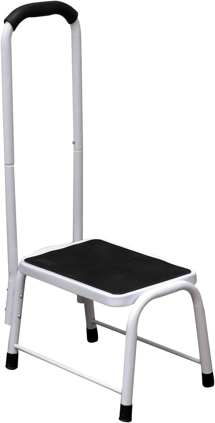 Crystals Non Slip Safety Step Stool with Handrail Kitchen Bath 330 lbs Platform