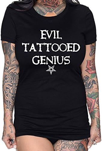 Women's Rudechix Evil Tattooed Genius Fitted T-Shirt Black L