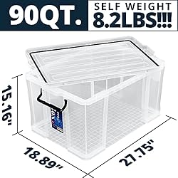 3-Pack Storage Bins with Lids, 90QT/85L Heavy Duty