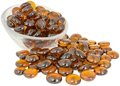 Amber Glass Gems 5 Lbs. — FILLS 1 ½ Quarts Vol. —Non-Toxic Lead Free Vase Filler, Table Scatter, Aquarium Filler — Beautiful, Smooth, Fun, Vibrant Colors Crafted in the USA