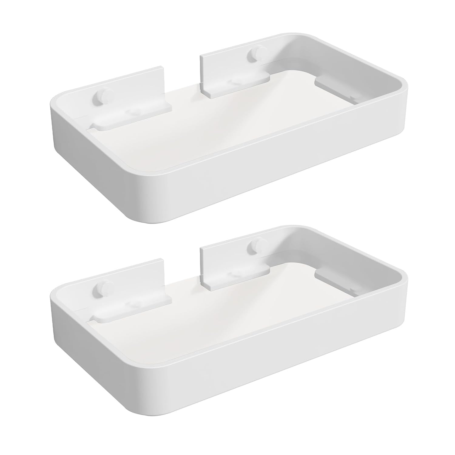 Z metnal Small Glass Bathroom Shelves, 20cm White Floating Shelf, Mini Wall Shelf for Bathroom Organizer, Wall Mounted, 2Pcs, 8 inch