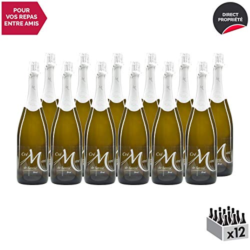 Crémant de Savoie Brut"Mollex" Blanc - Maison Perret - Appellation AOC Crémant de Savoie - Vin effervescent Blanc de Savoie - Bugey - Cépages Jacquère, Gamay, Pinot Noir - Lot de 12x75cl