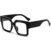 ZIMUSUN Oversized Square Glasses for Women Men Chunky Frame Blue Light Lens Non Prescription Eyeglasses