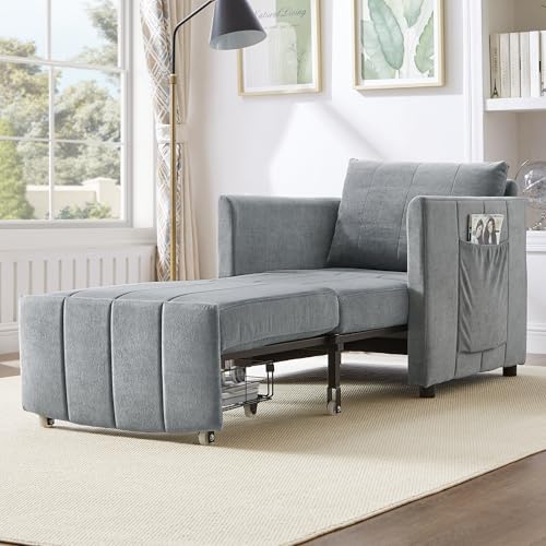 Ball & Cast 31.5" Convertible Pull-Out Sleeper Sofa Bed,Chenille Upholstered Pu…