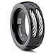 8MM Men's Black Titanium Ring Wedding Band with Stainless Steel Cables and Screw Design Size 13