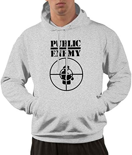 NNJD Mens Public Enemy Vintage Hoodie Sweatshirt Kangaroo Gray