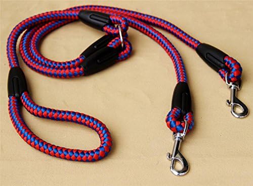 Hand Free Double Dog Leash Rope Coupler Two Way Braid Nylon Pet Dogs Walking Training Lead With Two Colors (S, Purple)