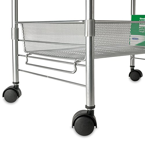 Wire Mesh Rolling Storage Cart - Movable Utility Rack Shelf with Wheels, 24.5"H x 10.5"W x 14.5"D for Home, Shop & Office Multi-Use Storage and Organization - Thumbnail 3