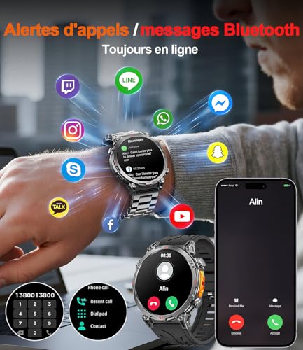 Rmana AMOLED Men's GPS Smart Watch, Bluetooth Calling, Smart Watch for Android and iPhone, 100+ Sports Modes, 3ATM Waterproof Men's Sports Watch with Compass (1.6)