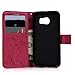 Galaxy S6 Edge Case - Mavis's Diary Premium Wallet Embossed Floral PU Leather Magnetic Flip Folio Cover for Samsung Galaxy S6 Edge with Card Holders Hand Strap & Crystal Stylus & Dust Plug (Hot Pink)