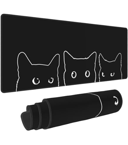 LIMKRIAN Cute Black Cat Desk Pad, Large Gaming Mouse Pad, Mouse Pads For Desk, Non-Slip Keyboard Mouse Pad For Desktop Computer, Laptop, Office, Work, Game, Home, 80 - View #13