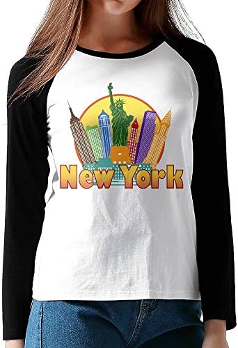 Women's New York Colorful Skyline Statue Of Liberty Shirt,Long Sleeve Tee For Woman