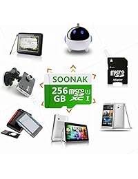 SOONAK Tarjeta de memoria micro SD de 256 GB de alta velocidad Clase 10 Micro SD SDXC tarjeta con adaptador SD