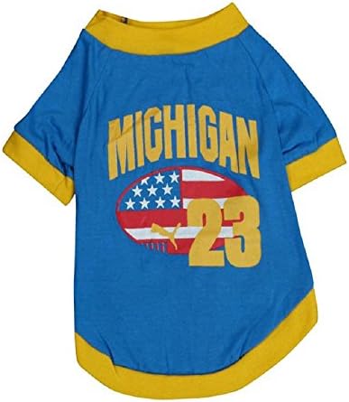 Michigan 23 Pet Dog Cat Clothes Blue Cotton Shirt For Small Dog (L)