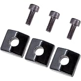 3 Pieces Locking Nut Block and Screws Guitar Cap Suitable for Tremolo Bridge Replacement Part (Black)