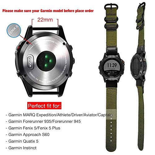 Fenix 5/Fenix Plus Watch Band,YOOSIDE 22mm Nylon Durable