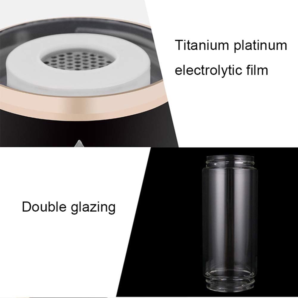 Portable hydrogen water bottle, hydrogen-rich water cup glass bottle hydrogen water bottle generator SPE and PEM hydrogen water generator: Home & Kitchen