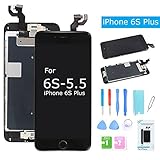 For iPhone 6S Plus Screen Replacement LCD Display with Home Button Front Camera Speaker 3D Touch Digitizer Glass Assembly +Tools for iPhone 6s Plus Black 5.5'' (A1634, A1687, A1699)