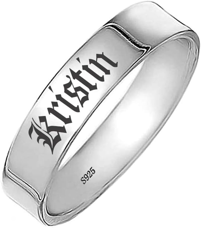 Personalized 925 Sterling Silver Old English Name Band Ring Custom with Any Names